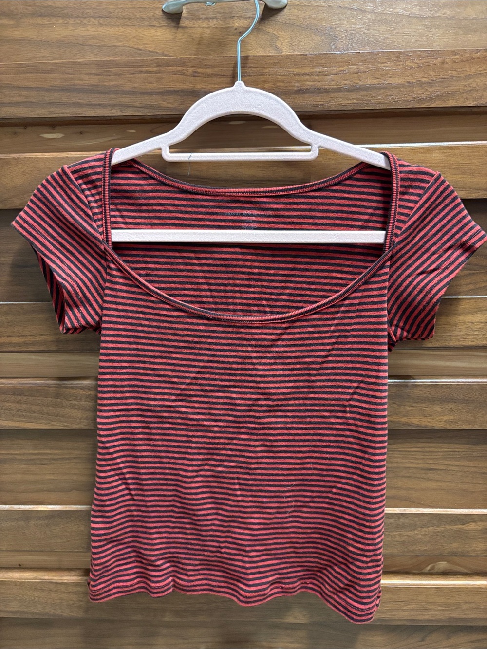 Brandy Melville NWOT Striped Red and Black Scoop Neck Top